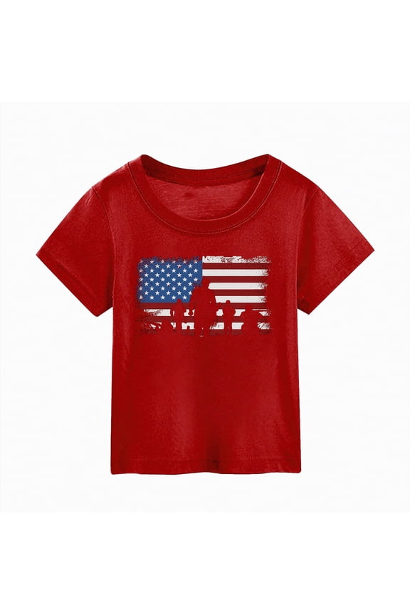 4th of July Shirts Toddler Baby Boys Girls Funny Patriotic T-Shirts Kids USA Flag Independence Short Sleeve Tee Tops(Red,9-10 Years)