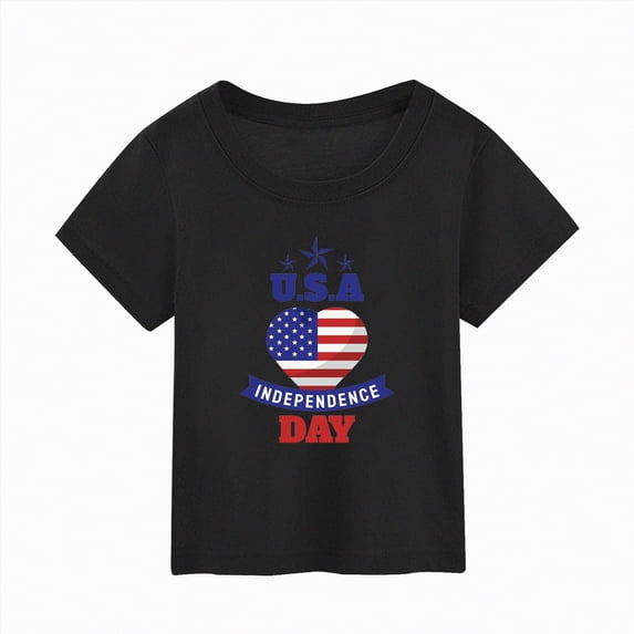 Ccpelsie 4th of July Shirts Toddler Boys Girls American Flag USA T-Shirt Kids Patriotic Tee Tops(Black,9-10 Years)