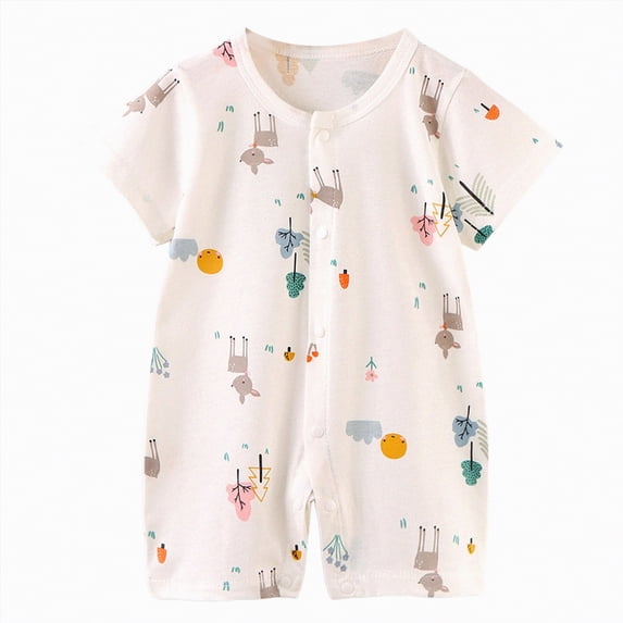 Ccpelsie Baby Boy Girl Short Sleeve Rompers-Breathable One-Piece Jumpsuits with Cute Printed for Spring/Summer(Yellow,18-24 Months)
