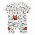 thumbnail image 1 of Ccpelsie Baby Boy Girl's Summer Short Sleeve Rompers Infant Cotton Toddler Outfits Clothes for Summer(Coffee,6-12 Months), 1 of 4