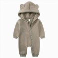 thumbnail image 1 of Ccpelsie Baby Boys Girls Fleece Jumpsuits Warm Hoodie Plush Rompers Toddler Long Sleeve Thick Zip up Suit(Grey,0-3 Months), 1 of 7