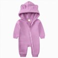 thumbnail image 1 of Ccpelsie Baby Boys Girls Fleece Jumpsuits Warm Hoodie Plush Rompers Toddler Long Sleeve Thick Zip up Suit(Purple,18-24 Months), 1 of 7