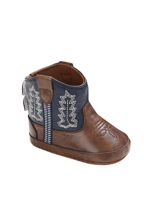 Baby Cowboy Boots Western Boots Toddler Cowboy Bootie Soft Sole Non-Slip Crib Shoes for Boys Girls(Blue,12-18 Months)