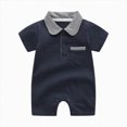 thumbnail image 1 of Ccpelsie Baby Girl Baby Boy Summer Outfit Newborn Romper Short Sleeve Jumpsuit Cute Infant Clothing(Navy,3-6 Months), 1 of 4