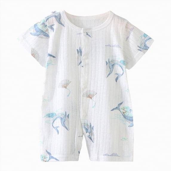 Ccpelsie Baby Girl and Boy Romper Cute Cartoon Printed Short Sleeve One-Piece Romper Infant Summer Clothes Jumpsuit(Light Blue,12-18 Months)