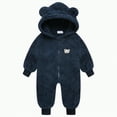 thumbnail image 1 of Ccpelsie Baby Snowsuit Bear Ear Hooded Jumpsuit Fleece Romper Zipper Winter Coat Outfits for Girl and Boy(Blue,18-24 Months), 1 of 7