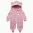 thumbnail image 1 of Ccpelsie Baby Snowsuit Bear Ear Hooded Jumpsuit Fleece Romper Zipper Winter Coat Outfits for Girl and Boy(Pink,12-18 Months), 1 of 8