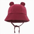 thumbnail image 1 of Ccpelsie Baby Sun Hat Infant Girl Boy Beach Hat Toddler Sun Protection Adjustable Outdoor Wide Brim Bucket Hat for 6-12 Months, 12-24 Months Kids Wine,3-12 Months, 1 of 7
