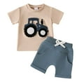 thumbnail image 1 of Ccpelsie Baby Toddler Boy Outfits 2T 3T 4T 5T Clothes Summer Kids Pattern Short Sleeve Button Down Shirt & Shorts Set(Navy,12-18 Months), 1 of 9