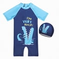 thumbnail image 1 of Ccpelsie Baby Toddler Boys 2-Pieces Swimsuit Sets Cute Cartoon Bathing Suit Rash Guards Sunsuit Swimwear(Blue,6-7 Years), 1 of 4