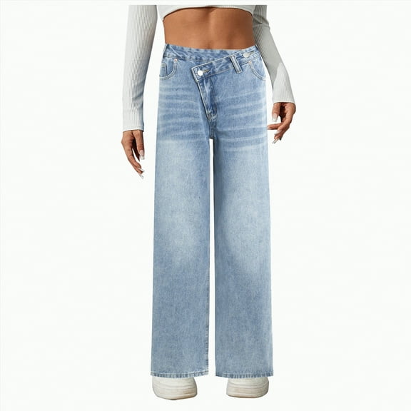 Ccpelsie Baggy Jeans for Woman High Waisted Loose Wide Leg Jean Womens Boyfriend Y2K Pants Trendy(BU2,XL)
