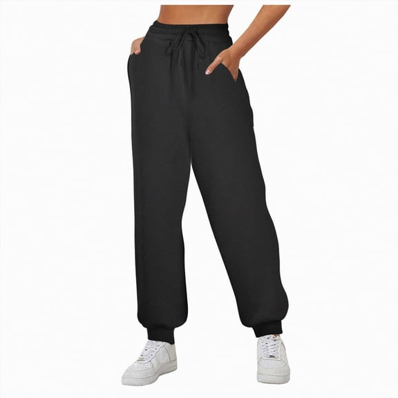 Ccpelsie Baggy Sweatpants for Women with Pockets-Lounge Womens Pajams Pants-Womens Running Joggers Fall Clothes Outfits(Black,XL)