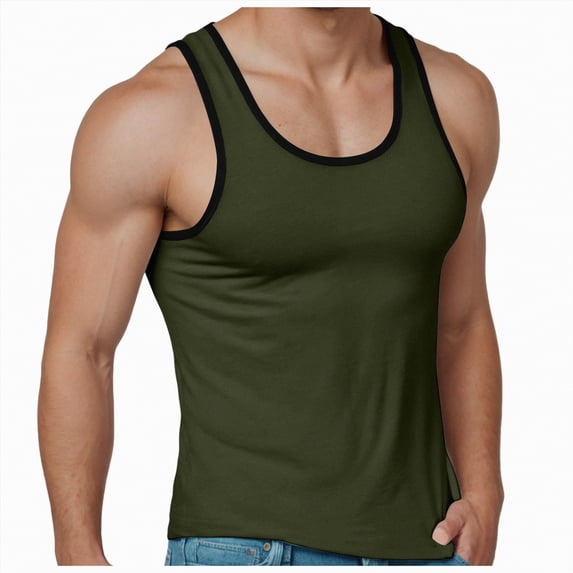 Ccpelsie Beach Tank Tops Mens Sleeveless Shirts Muscle Workout Tank Top Summer Vacation Shirt(AG,M)