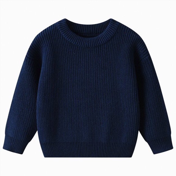 Ccpelsie Big/Little Boys' Long Sleeve Sweater Pullover Soft Cotton Sweaters Fall Winter Outfits for Kids(Navy,1-2 Years)