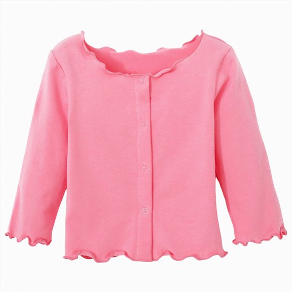 Ccpelsie Big/Little Girls' Cardigan with Button Long Sleeve Sweaters Cropped Uniforms Kids Knit Sweater Outerwear(Pink,3-4 Years)
