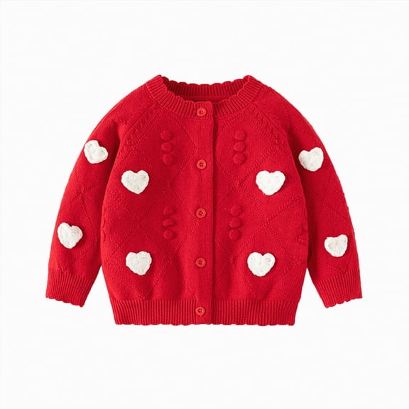 Ccpelsie Big/Little Girls Cute Cardigan Cotton Kids Cardigan Sweater Button up Striped Knit Cardigan for Tdoolers(Red,3-6 Months)