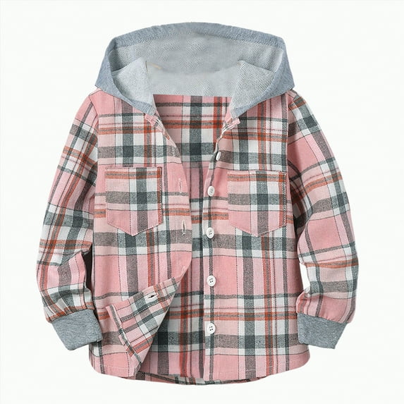 Ccpelsie Big/Little Kids Plaid Shirt Long Sleeve Kids Button Down Shirts with Pocket for Boys and Girls(Red,4-5 Years)