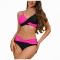 thumbnail image 1 of Ccpelsie Bikini Sets for Women Cheeky Two Piece Bathing Suits Striped Brazilian High Cut Knit Swimsuit Tie for Vacation(Hot Pink,S), 1 of 3