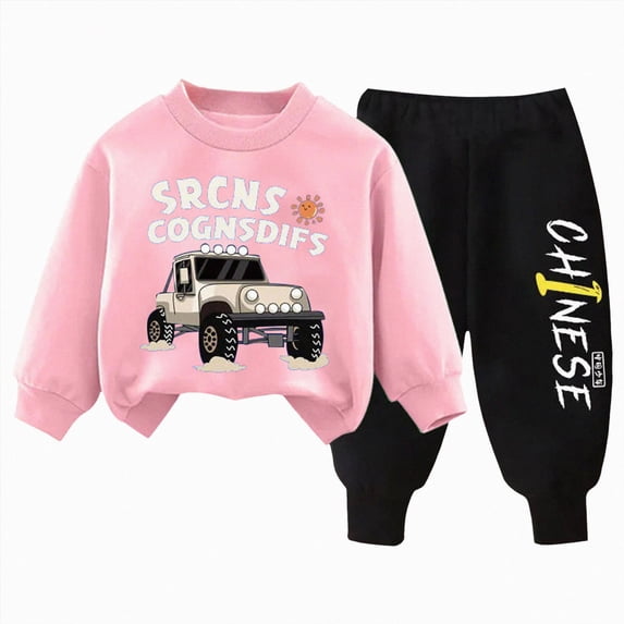 Ccpelsie Boy Clothes Rib Knit Cute Sweater Sweatsuit 2Pcs Joggers Pant Set Fall Winter Clothes(Pink,7-8 Years)