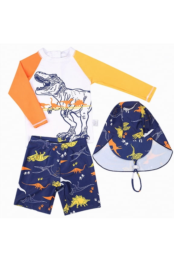 Boy Swimwear Set Short Sleeve Swimsuit Rash Guard and Trunk Set Bathing Suit Toddler Boys Beach Swimwear Sunsuit(White,5-6 Years)
