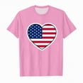 thumbnail image 1 of Ccpelsie Boy and Girl American Flag Crewneck T-Shirt Toddlers Independence Day Kids Red White Blue Short Sleeve Tops(Pink,3-4 Years), 1 of 4