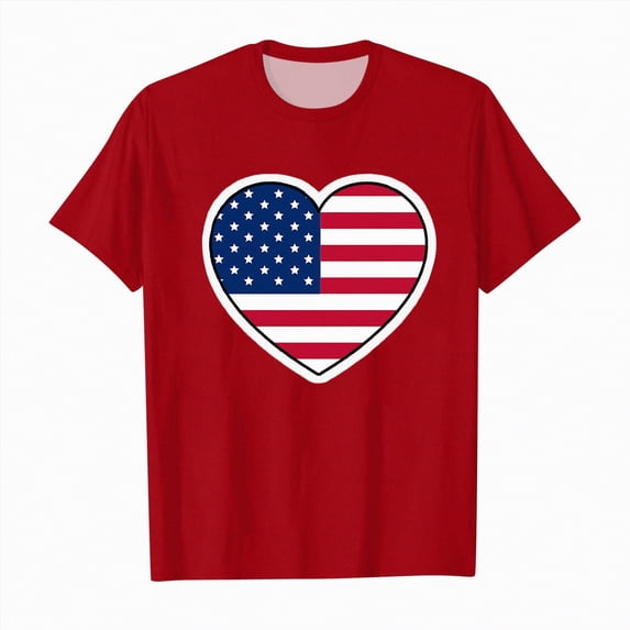 Ccpelsie Boy and Girl American Flag Crewneck T-Shirt Toddlers Independence Day Kids Red White Blue Short Sleeve Tops(Red,10-11 Years)