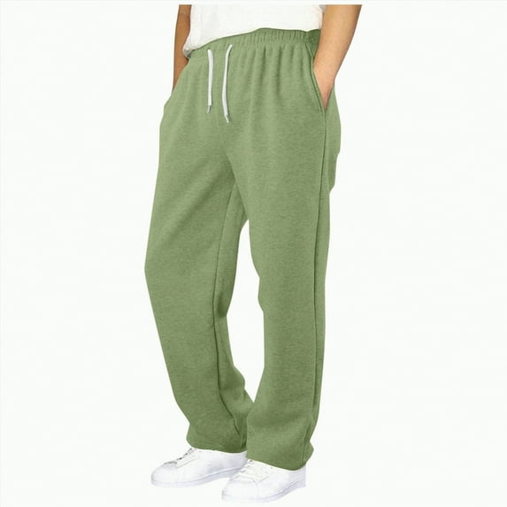 Ccpelsie Boy's Baggy Sweatpants Cotton Fleece Wide Leg Lounge Sweat Pants Drawstring Waist Jogging Pants with Pockets(A-Light Green,7-8 Years)