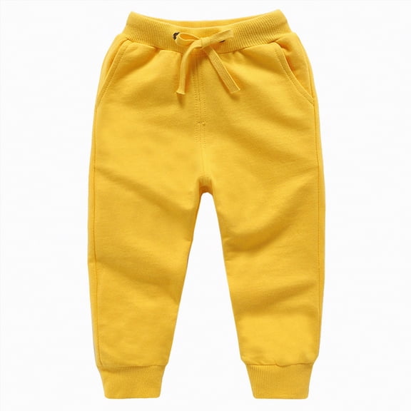 Ccpelsie Boy's Cargo Joggers Pants Youth Hiking Lightweight Pants for Sports Outdoor with Pockets(Yellow,3-4 Years)