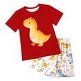 thumbnail image 1 of Ccpelsie Boy's Outfit Set Kids Short Sleeve T-Shirt and Short Dinosaur Casual Outfit Clothing Summer Outfits Sets(Red,6-7 Years), 1 of 5