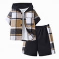 thumbnail image 1 of Ccpelsie Boy's Short Sleeve T-Shirt and Short Outfit Set Dinosaur Casual Outfit Toddler Kids Clothing Summer Outfits Sets(Khaki,3-4 Years), 1 of 5