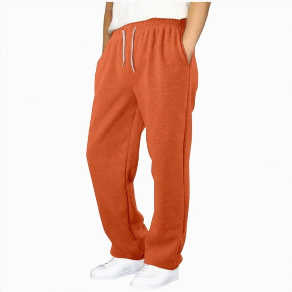 Ccpelsie Boy's Wide Leg Sweatpants Baggy Elastic Pants Drawstring Track Pants Open Bottom Joggers with PocketsOrange,9-10 Years
