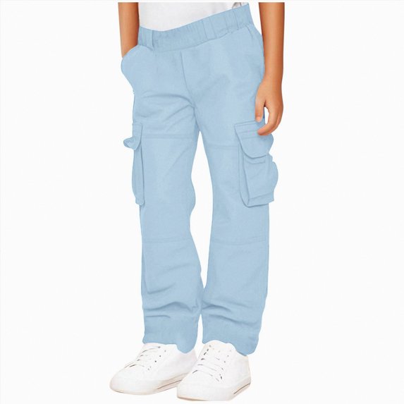 Ccpelsie Boy's Wide Leg Sweatpants Boy Fleece Open Bottom Straight Trousers Baggy Lounge Running Athletic Joggers Pants with Pockets(A01-Blue,14-15 Years)