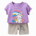 thumbnail image 1 of Ccpelsie Boys 2 Piece Summer Outfits 6-14 Years Shorts Sleeve T-Shirts and Shorts Clothing Sets(Purple,2-3 Years), 1 of 6