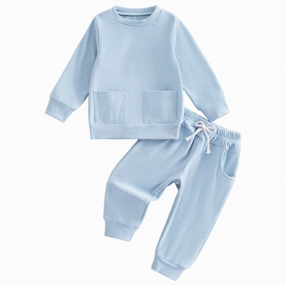 Ccpelsie Boys 2 Pieces Sweatsuit Outfits Letter Graphic and Jogger Sweatpants Tracksuit Set for Boy 7-14Y(Blue,3-4 Years)
