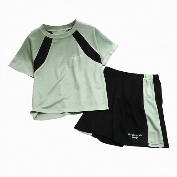 Ccpelsie Boys Athletic Shorts Set - 2 Piece Summer Clothes Outfit Tee and Boys Running Shorts for Active Kids(Green,2-3 Years)