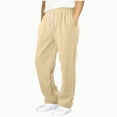 thumbnail image 1 of Ccpelsie Boys Baggy Sweatpants Straight Wide Leg Open Bottom Casual Pants Elastic Waist Workout Athletic Joggers Pockets Sweat Pants(Beige,7-8 Years), 1 of 5