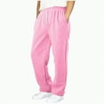 thumbnail image 1 of Ccpelsie Boys Baggy Sweatpants Straight Wide Leg Open Bottom Casual Pants Elastic Waist Workout Athletic Joggers Pockets Sweat Pants(Pink,9-10 Years), 1 of 5