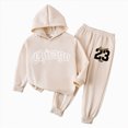 thumbnail image 1 of Ccpelsie Boys Clothes 2 Piece Long Sleeve Hoodie Sweatshirt and Sweatpants Fall Winter Sweatsuit(Beige,2-3 Years), 1 of 6