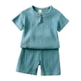 thumbnail image 1 of Ccpelsie Boys Clothes 2 Piece Short Sleeve T-Shirt & Shorts Set Casual Kids Boys Summer Outfits(Light Blue,5-6 Years), 1 of 4