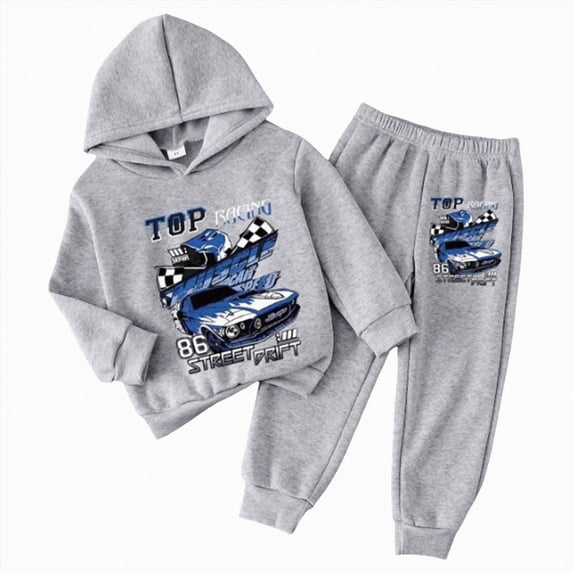 Ccpelsie Boys Clothes Sweatshirt Top and Solid Sweatpants 2 Pcs Winter Kids Fall Outfits Set 4-12Y(Grey,6-7 Years)