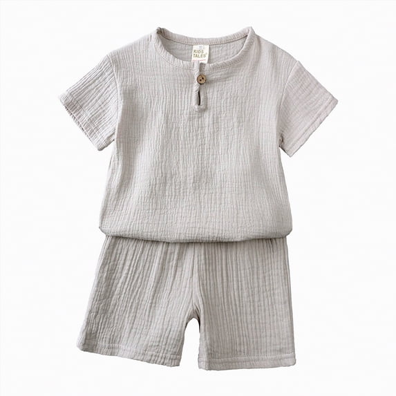 Ccpelsie Boys Clothing Sets Crew Neck T-Shirt and Short Outfits for Littlle Boy Toddler Summer Daily Wear(Grey,6-7 Years)
