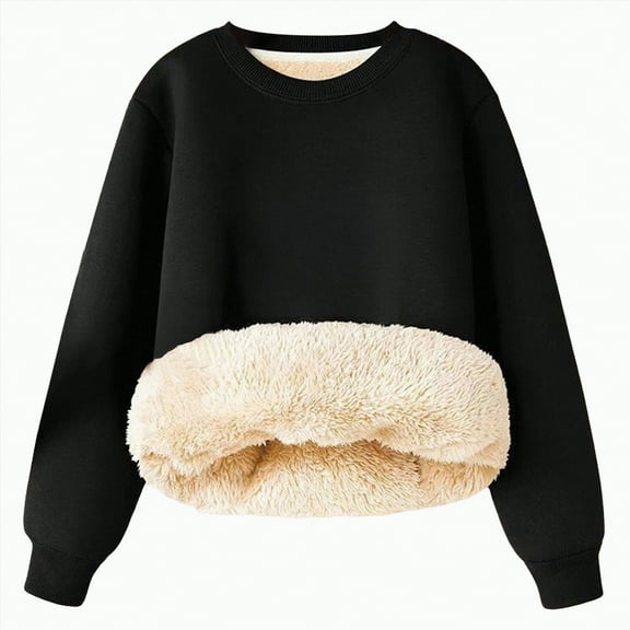 Ccpelsie Boys Cotton Sweatshirts Crewneck Long Sleeve Pullover Toddler Winter Warm Sweater Tops(Black,8-9 Years)