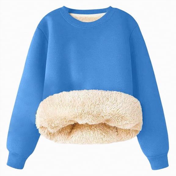 Ccpelsie Boys Cotton Sweatshirts Crewneck Long Sleeve Pullover Toddler Winter Warm Sweater Tops(Blue,6-7 Years)