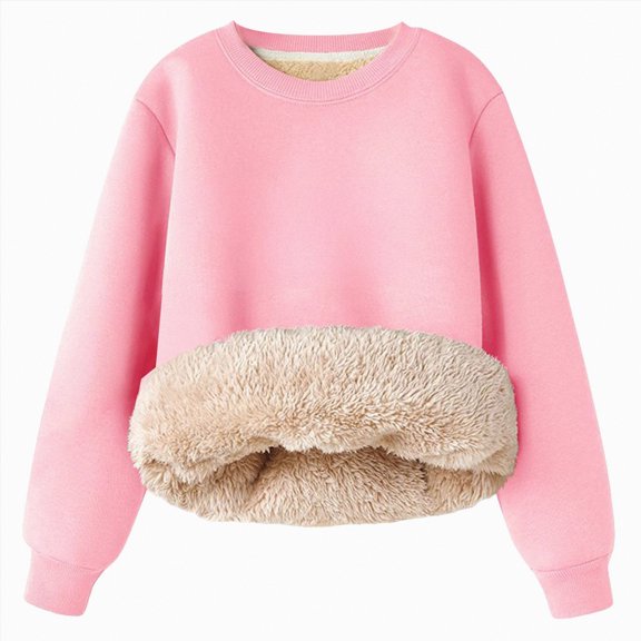 Ccpelsie Boys Cotton Sweatshirts Crewneck Long Sleeve Pullover Toddler Winter Warm Sweater Tops(Pink,6-7 Years)