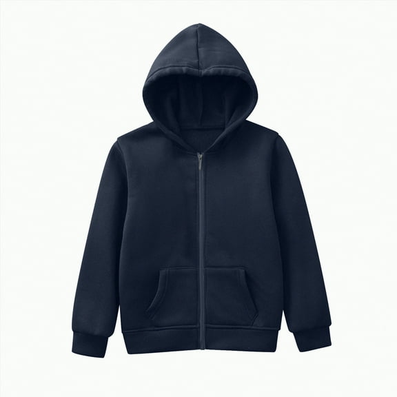 Ccpelsie Boys' Girls' Active Sweatshirt - Zip-Up Hoodie - Performance Activewear for Child(Navy,18-24 Months)