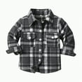 thumbnail image 1 of Ccpelsie Boys Girls Casual Button Down Shirts Kids Long Sleeve Plaid Blouses Shirts Fall Winter Clothes(Black,6-7 Years), 1 of 5