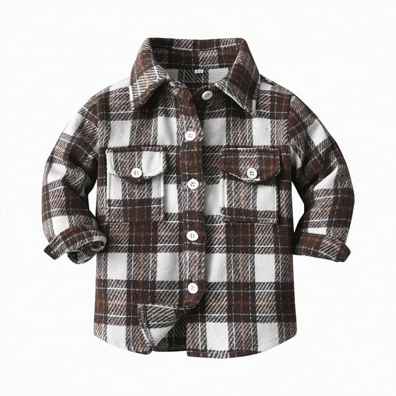 Ccpelsie Boys Girls Casual Button Down Shirts Kids Long Sleeve Plaid Blouses Shirts Fall Winter Clothes(Grey,10-11 Years)