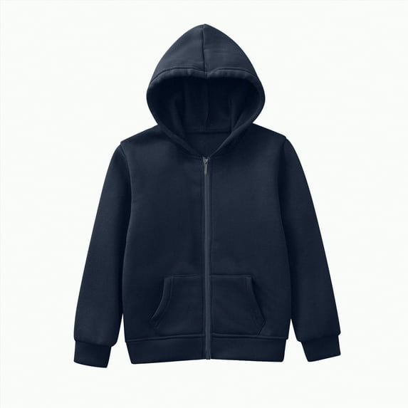 Ccpelsie Boys Girls Full-Zip Hoodie Sweatshirt, Soft Fabric with Pockets for Big/Little Kids(Navy,12-18 Months)