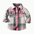 thumbnail image 1 of Ccpelsie Boys Girls Long Sleeve Plaid Button Up Shirt Kids Casual Button Down Shirts Tops with Pockets(Pink,3-4 Years), 1 of 9