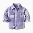 thumbnail image 1 of Ccpelsie Boys Girls Long Sleeve Plaid Button Up Shirt Kids Casual Button Down Shirts Tops with Pockets(Purple,18-24 Months), 1 of 9